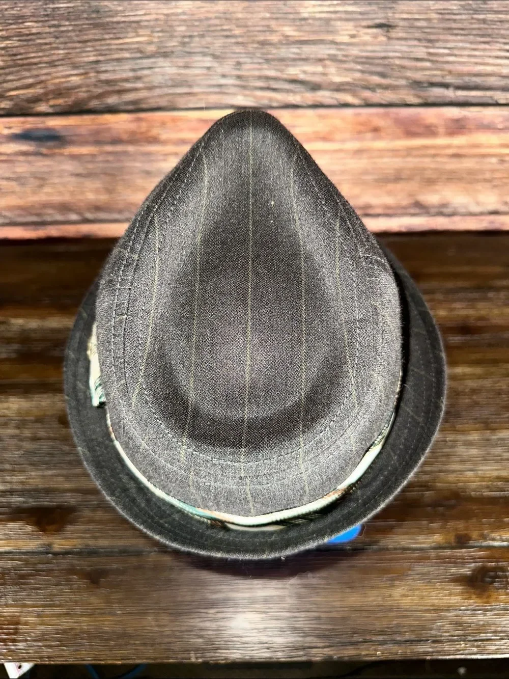 Goorin Bros Grey Fedora with Green pinstripes and silk band!